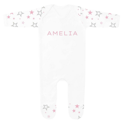 Classic Baby Stars Sleepsuit - Personalised