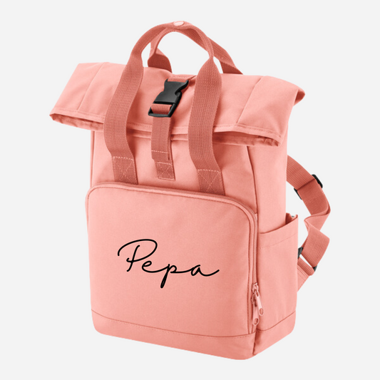 Mini Twin Handle Roll-Top Backpack - Personalised