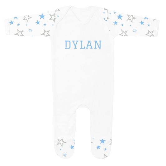 Classic Baby Stars Sleepsuit - Personalised