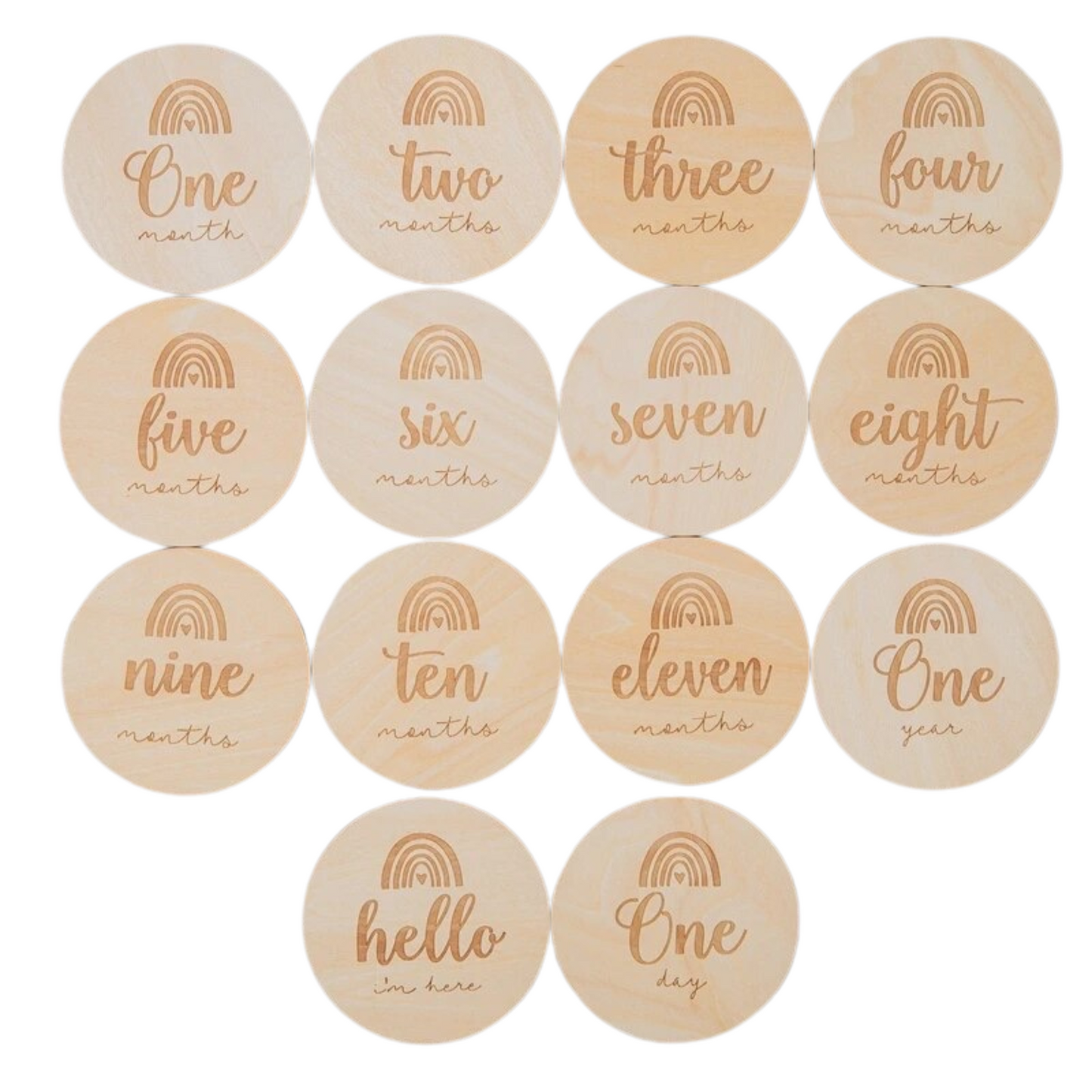 Baby Milestone 14 Piece Wooden Disk Set