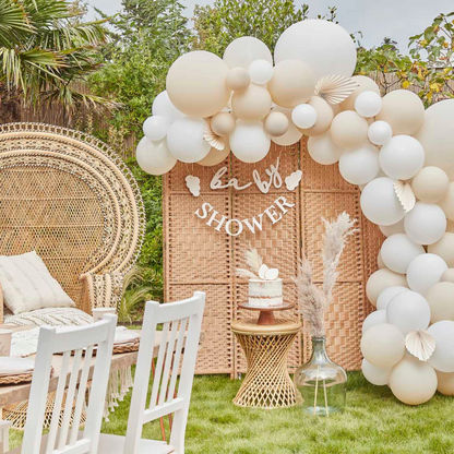 Hello Baby Taupe and Cloud Confetti Baby Shower Balloons