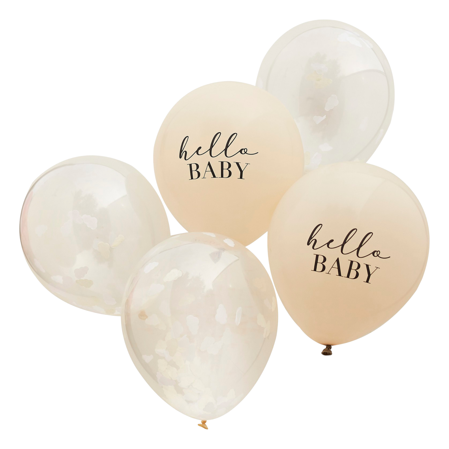 Hello Baby Taupe and Cloud Confetti Baby Shower Balloons