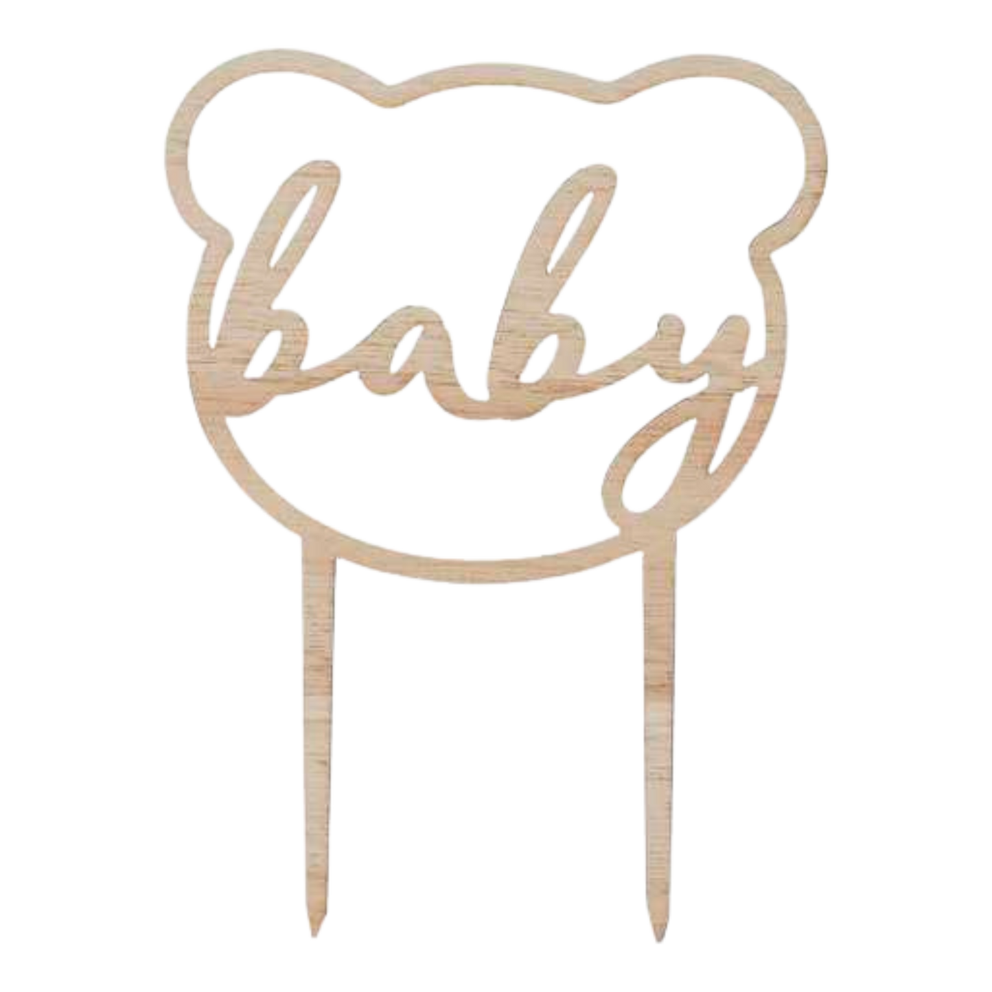 Wooden Teddy Bear Baby Shower Cake Topper