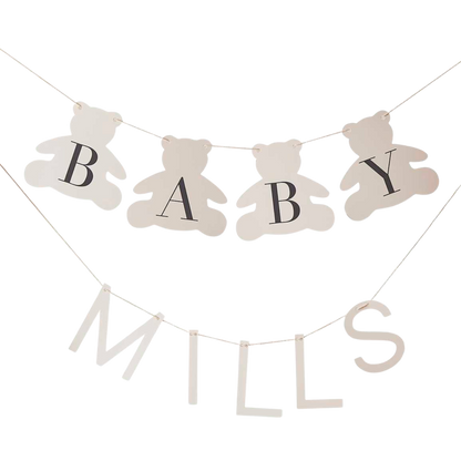 Customisable Baby Name Teddy Bear Baby Shower Bunting