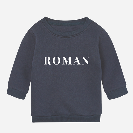 Personalised organic baby sweatshirt in navy