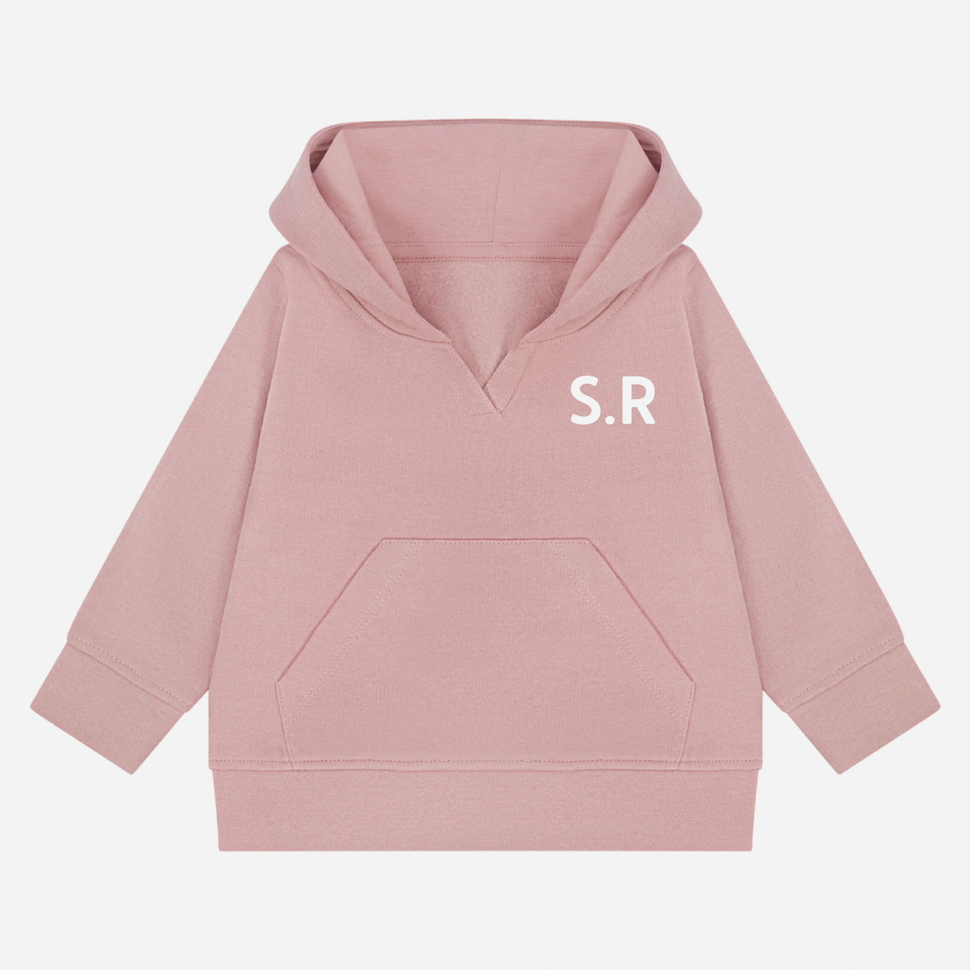 Personalised sustainable baby and kids hoodie in dusty rose