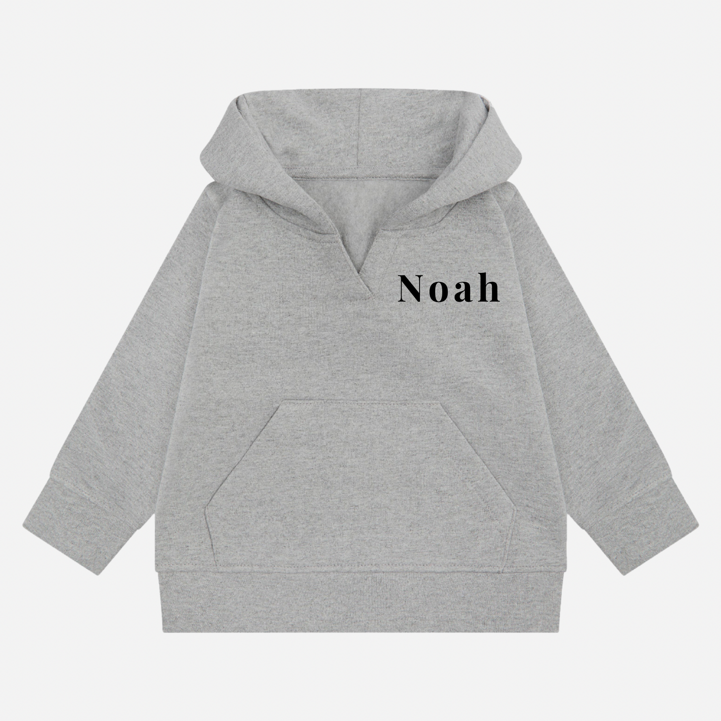 Personalised sustainable baby and kids hoodie in heather grey