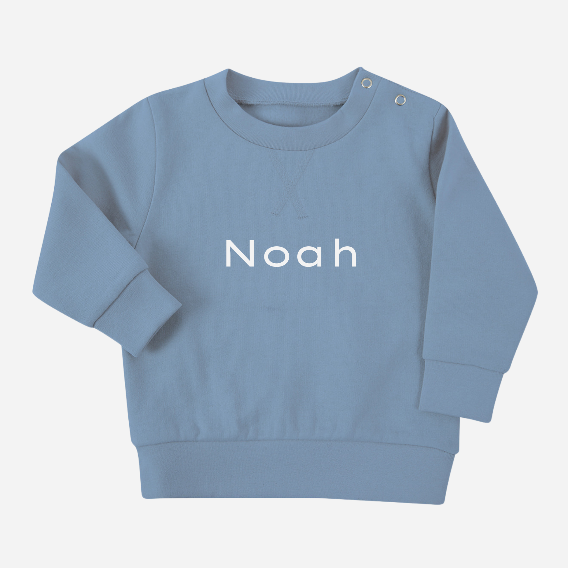 Personalised sustainable baby and kids sweatshirt in colour stone blue 